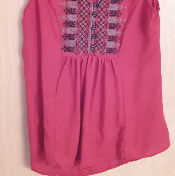 And Boho Orange tribal Embroidered top Sz M - Picture 2 of 8